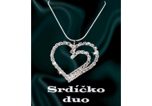 Srdíčko Duo přívěsek - strass stříbřený